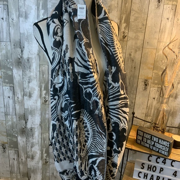 Chico's Accessories - Chico’s Elegant Black and White Patterned Infinity Scarf